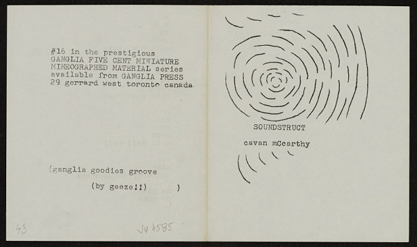 Barrie Phillip Nichol – Silverisk; 5 ? Mini Mimeo Series # 23, Ganglia Press Toronto Kanada 