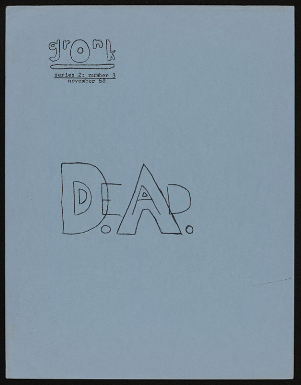 Barrie Phillip Nichol – in memoriam notie for d a levy, grOnk Series 2 # 3, Ganglia Press Toronto Kanada 