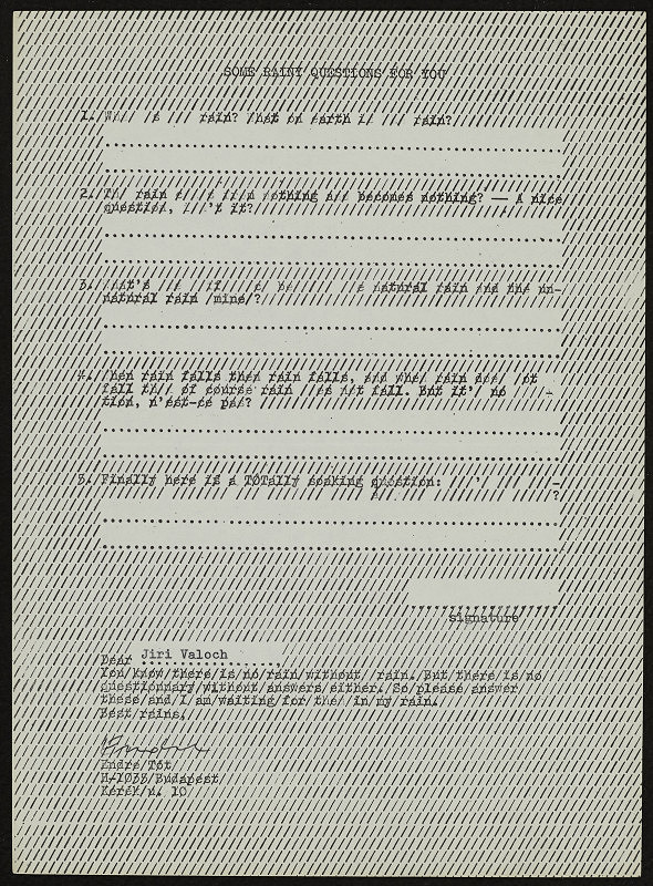 Endre Tót – Some Rainy Questions for You 