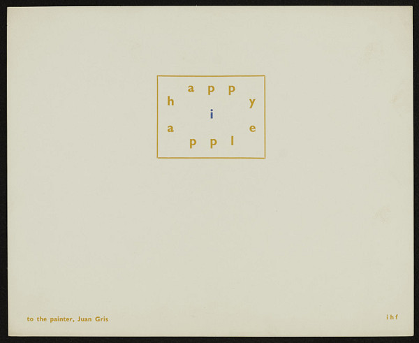 Ian Hamilton Finlay – To the painter, Juan Gris 