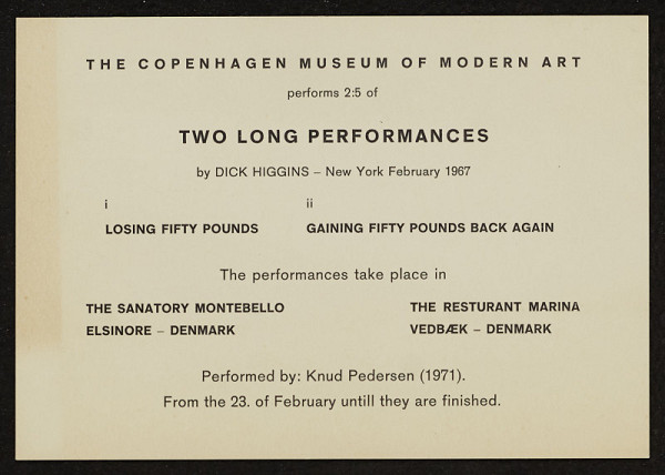 neznámý – TWO LONG PERFORMANCES by DICK HIGGINS 