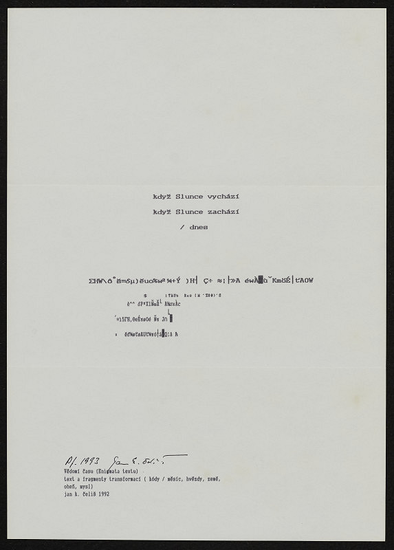 Jan K. Čeliš – Vědomí času