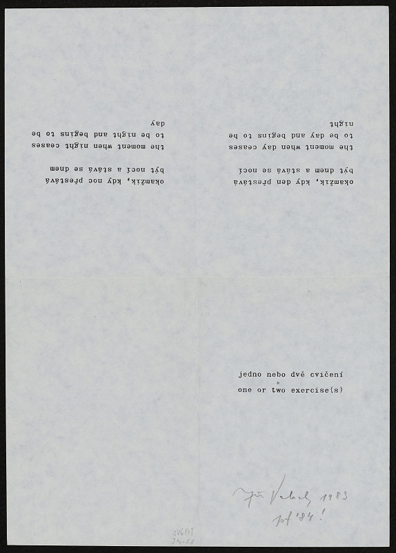Jiří Valoch – jedno nebo dvě cvičení / one or two exercise(s) 