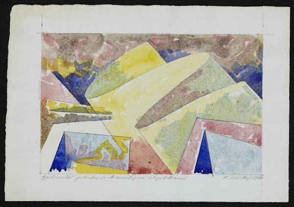 František Hüber – Zahnutá plocha s hranatými objektami 