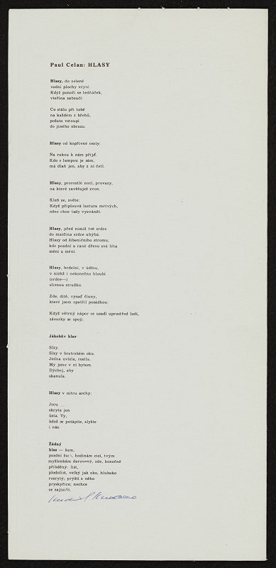 Miloš Koreček – Paul Celan: HLASY 