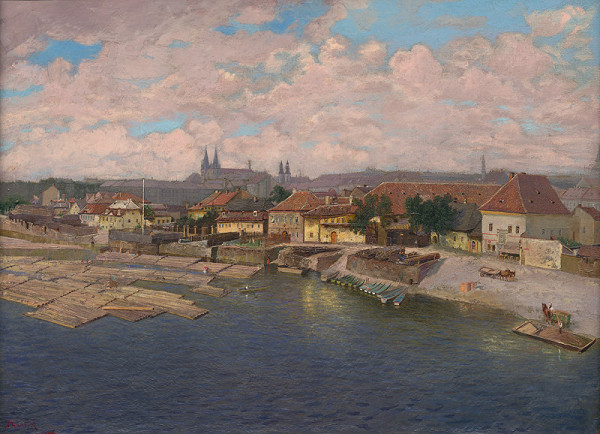 Jan Minařík – Pohled na Podskalí ze železničního mostu 