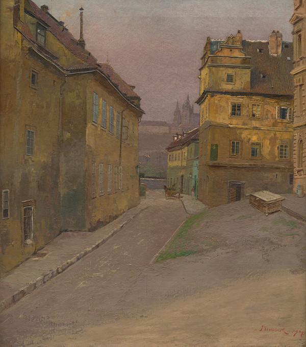 Jan Minařík – Západní část Platnéřská ulice u vltavského nábřeží 