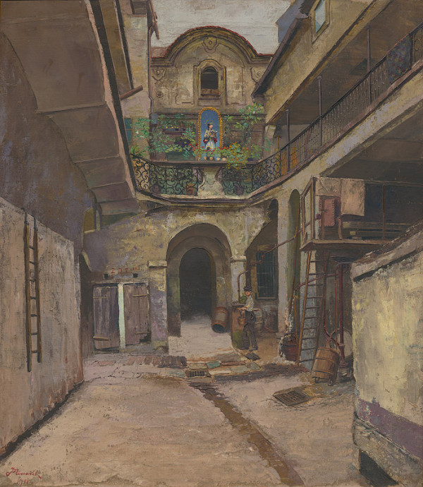 Jan Minařík – Dvůr domu čp. 705 U Zlaté štiky na Starém Městě 