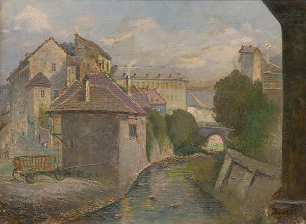 Jan Minařík – Pohled na Botič v Podskalí 