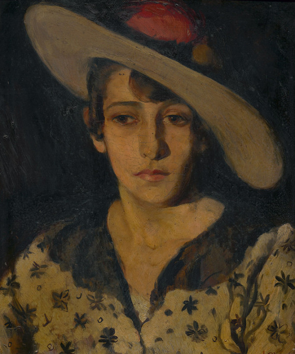 Neznámy autor – Portrét mladé ženy v klobouku 