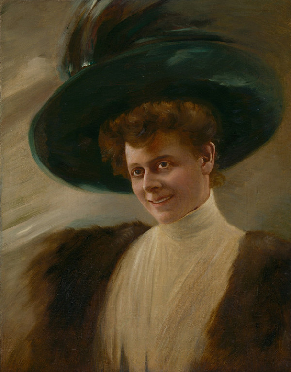 Neznámy autor – Portrét dámy v zeleném klobouku 