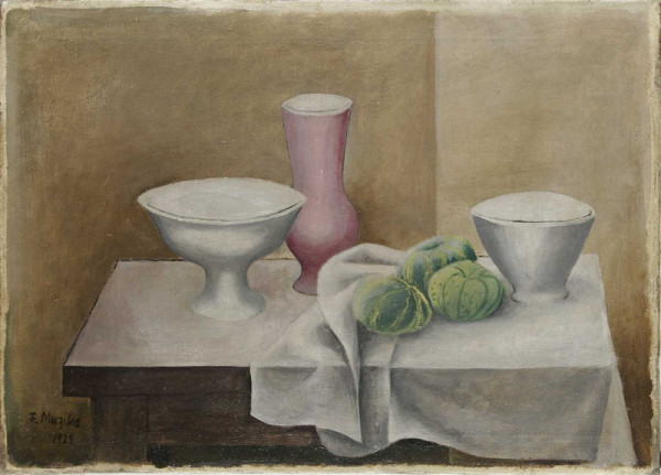 František Muzika – Zátiší s mísami a vázou 