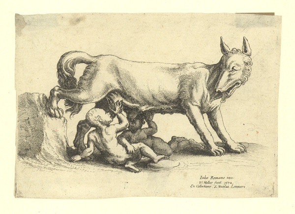 Václav Hollar – Římská vlčice s Romulem a Remem, podle Giulia Romana 