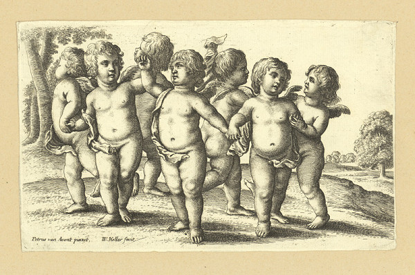 Václav Hollar – Sedm amorů tančících v kruhu, podle Pietra van Avont 