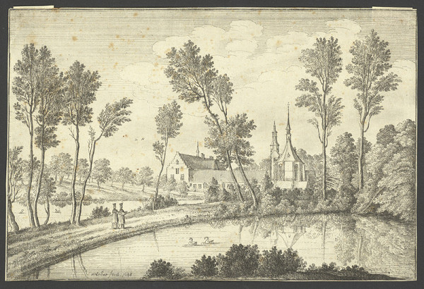 Václav Hollar – Pohled na opatství Rothendael, podle Pietra van Avonta 