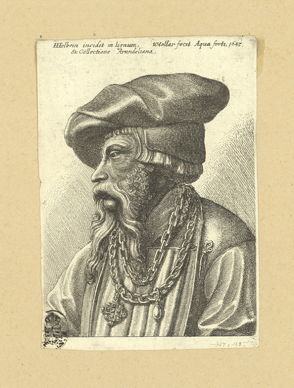 Václav Hollar – Muž v baretu s dlouhými kníry, podle Hanse Holbeina 