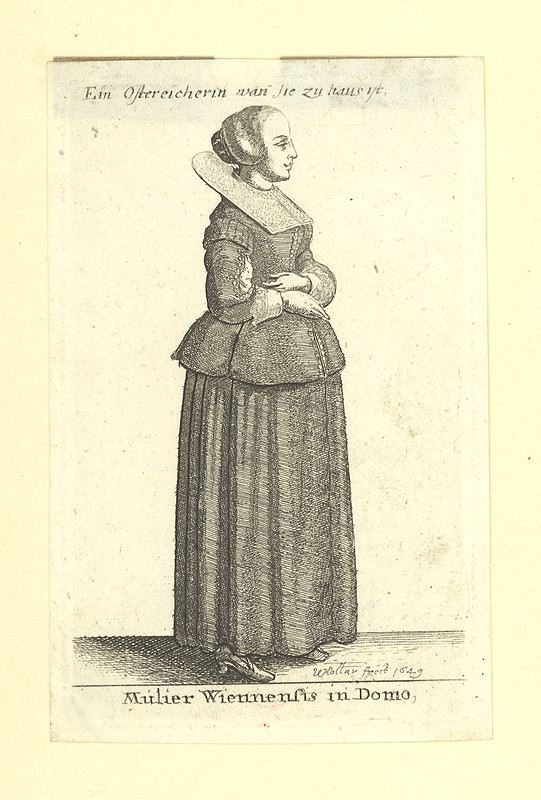 Václav Hollar – Mulier Wiennensis in Domo / Rakušanka v domácím oděvu 