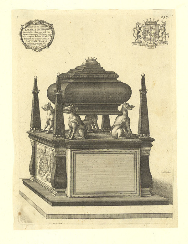 Václav Hollar – Náhrobek komtesy Rachell Bathoni s tumbou nesenou psy 
