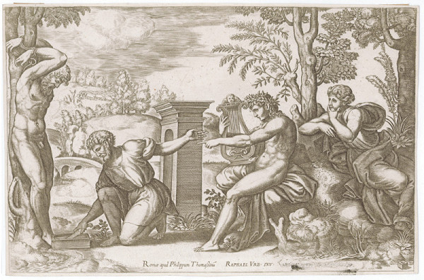 Mistr B v kostce – Apollo a Marsyas 