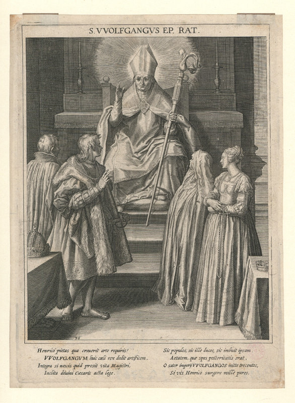 Raphael Sadeler ml. – Patronka Bavorska s archandělem Michaelem a pohledem na Mnichov (podle M. Kagera) 