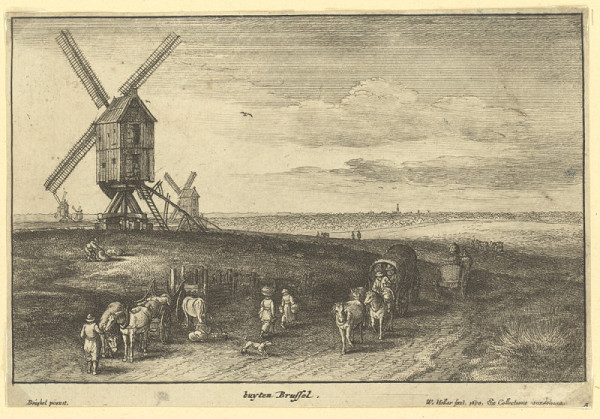 Václav Hollar – Krajina s větrnými mlýny u Bruselu (podle Jana Brueghela) 