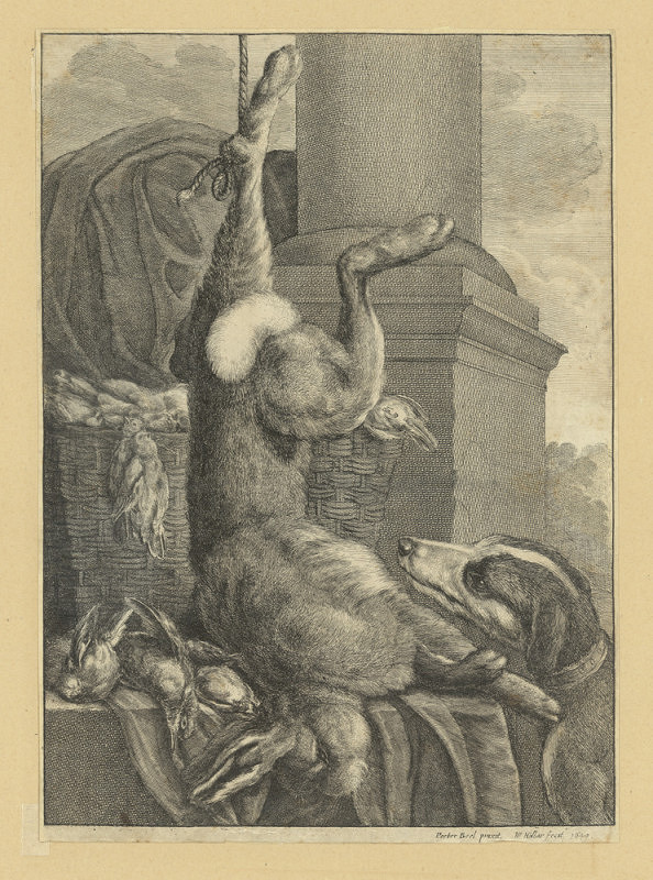 Václav Hollar – Zátiší se zajícem, ptáky a psem (podle Peetera Boela) 