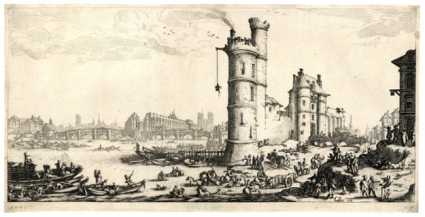 Jacques Callot – Pohled na Pont Neuf v Paříži 