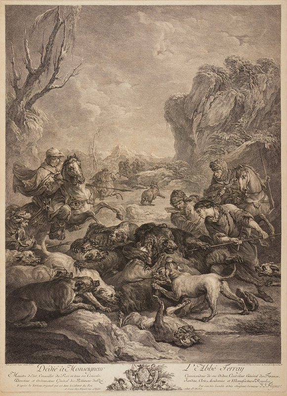 Jean Jacob Flipart – Štvanice na medvědy (podle C. Vanloo) 