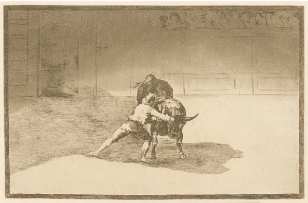 Francisco José de Goya y Lucientes – Slavný Martincho vráží banderilly do býka (z cyklu La Tauromaquia No. 15) 