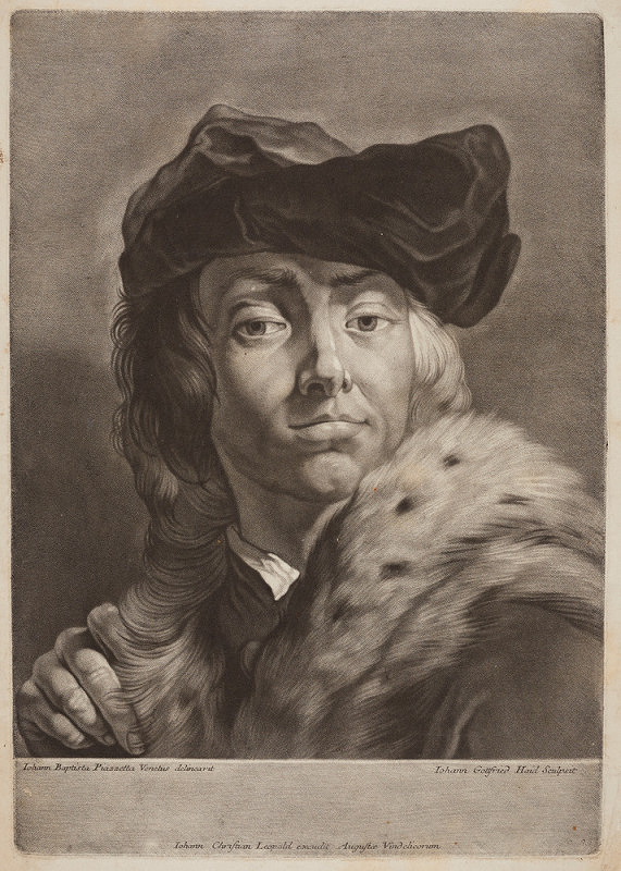 Johann Gottfried Haid – Podobizna muže v baretu a kožešinovém límci (podle G. B. Piazzetty) 