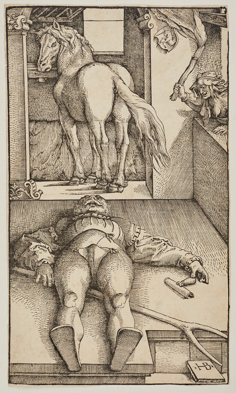Hans Baldung Grien – Spící čeledín ve stáji 