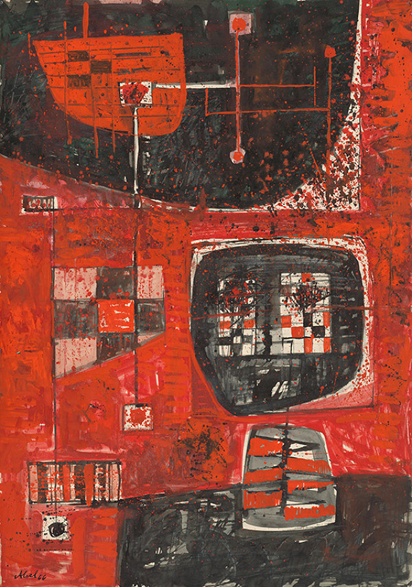 Svetozár Abel – Postava s červeným pozadím 