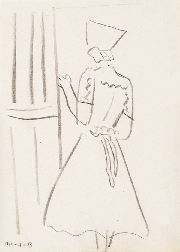 Miloš Alexander Bazovský – Žena v čepci-od chrbta 