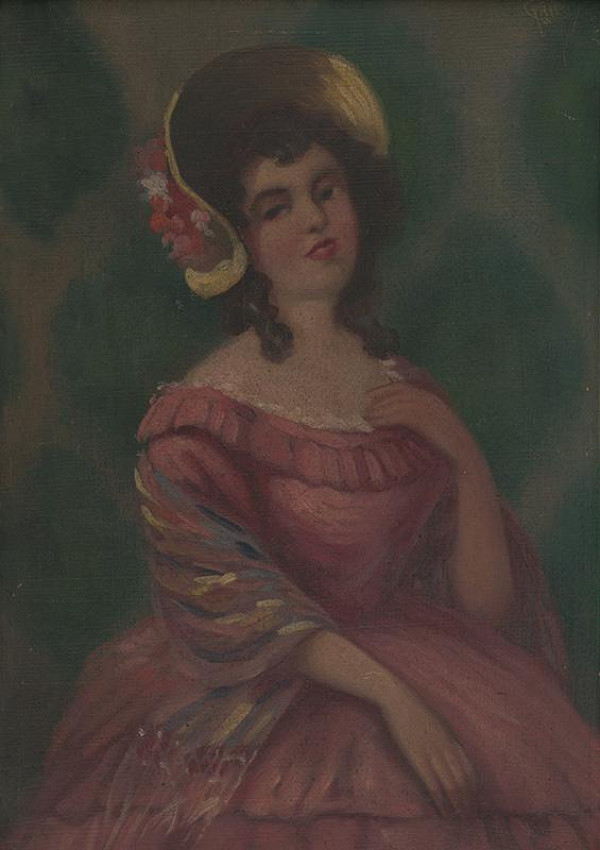 Stredoeurópsky maliar z 20. storočia – Portrét mladej dámy v žltom klobúku 