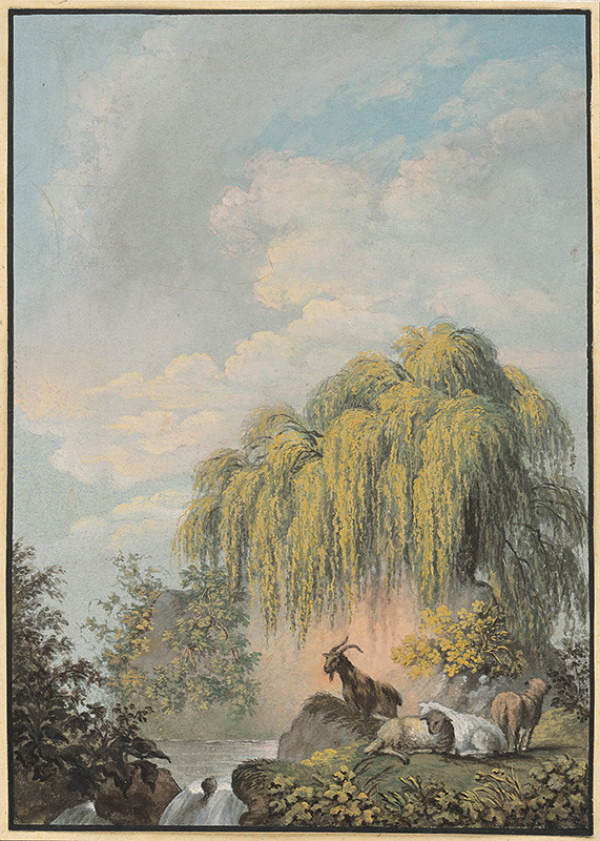 Stredoeurópsky maliar z 1. štvrtiny 19. storočia – Krajina s kozami 