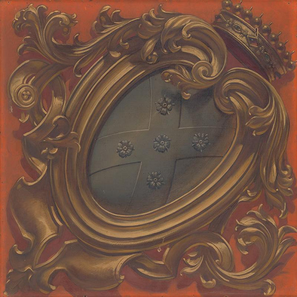 Monogramista G.St.G., Gabriela Eleonora Jozefa Saint-Genois – Erb rodu Saint Genois v dekoratívnej kartuši 