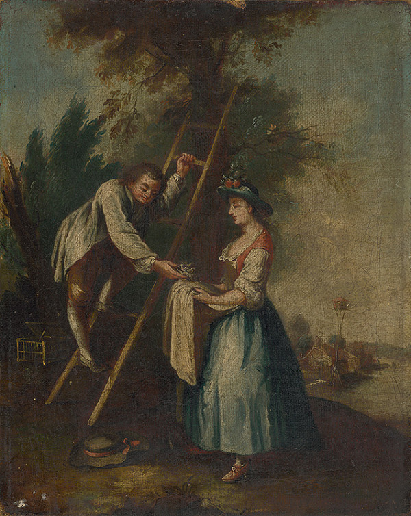 Stredoeurópsky maliar z konca 18. storočia – Rokokový žánrový výjav pod stromom 