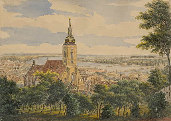 Stredoeurópsky maliar z 2. polovice 19. storočia – Pohľad na Bratislavu z hradného vrchu 