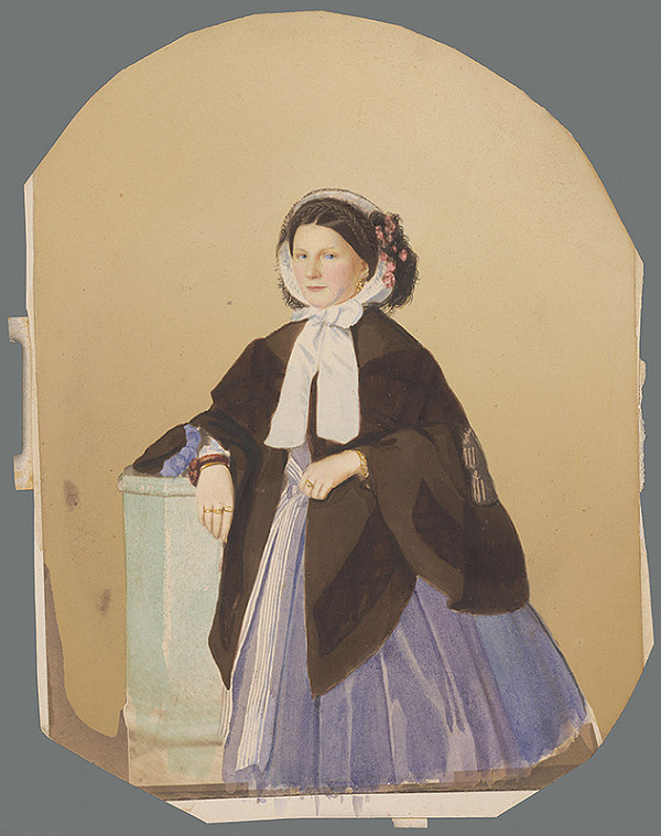 Stredoeurópsky autor z 19. storočia – Portrét ženy vo fialových šatách 