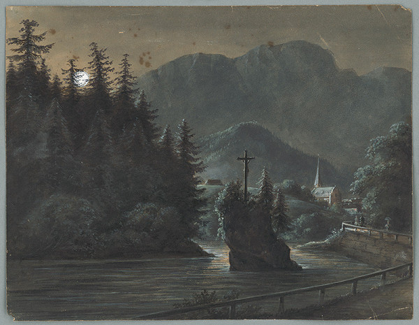 Stredoeurópsky maliar z 2. polovice 19. storočia – Krajina s krížom 