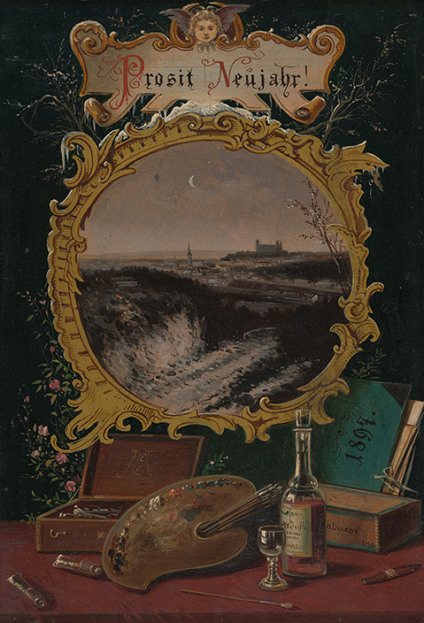 Eduard Majsch – Pohľad na Bratislavu - novoročenka 1897 