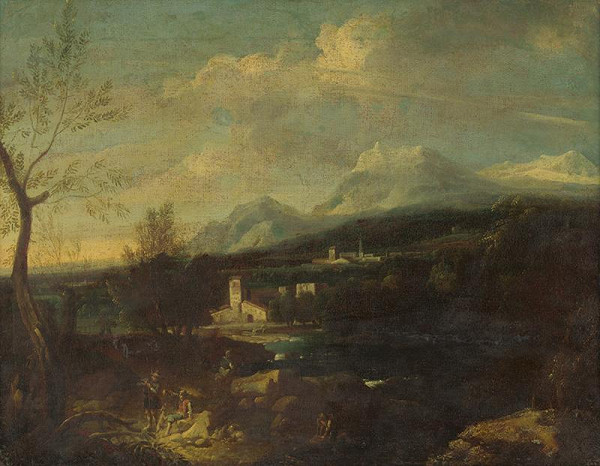 Severotaliansky maliar z 1. polovice 18.storčia – Krajina s figurálnou štafážou 