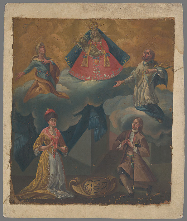 Slovenský maliar z 1. polovice 18. storočia – Votívny obraz s bratislavskou "zázračnou" Pietou, donátormi, neznámou sväticou a sv. Jánom Nepomuckým 