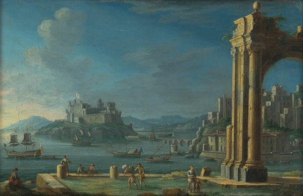 Stredoeurópsky maliar z 2. polovice 18. storočia – Prímorská krajina s hradom 