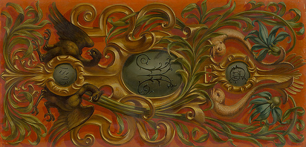 Monogramista G.St.G., Gabriela Eleonora Jozefa Saint-Genois – Monogram G M v kartušiach s florálno-animálnym motívom 