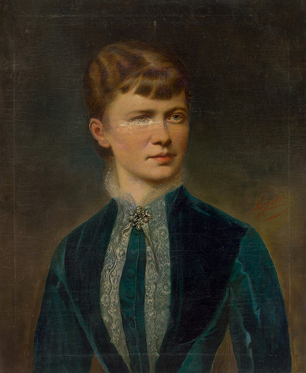 Josef Matthäus Aigner – Portrét mladej ženy v modrej blúzke 