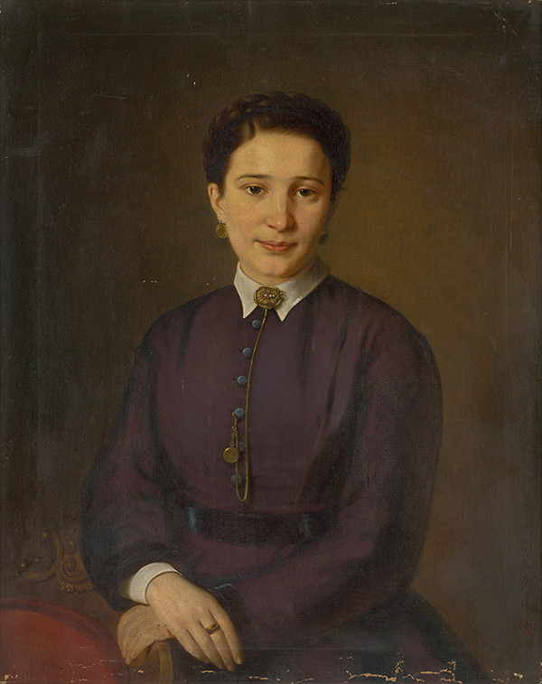 Stredoeurópsky maliar z 2. polovice 19. storočia – Portrét ženy vo fialových šatách 