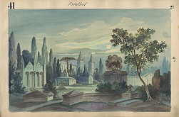 Gustáv Wintersteiner – Cintorín — návrh na divadelnú kulisu pre inscenáciu  Mestského divadla v Bratislave 