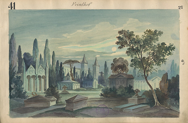 Gustáv Wintersteiner – Cintorín — návrh na divadelnú kulisu pre inscenáciu  Mestského divadla v Bratislave 