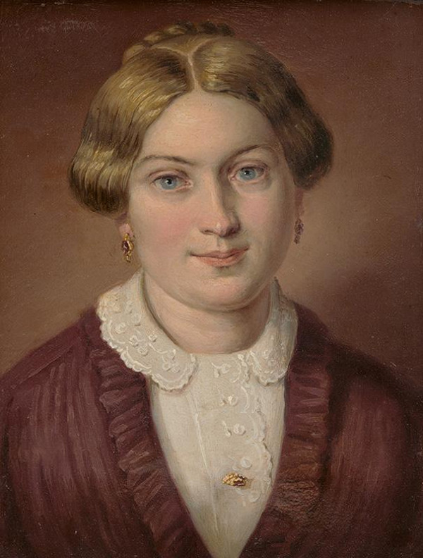 František Kozics – Portrét ženy v hnedých šatách 